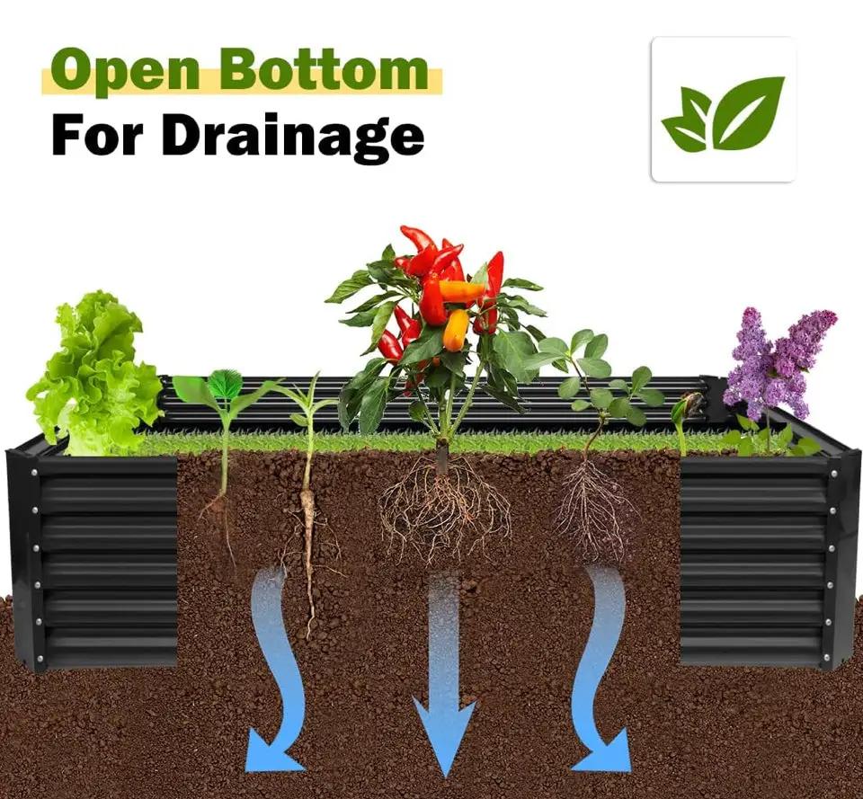 Brand New UOPASD Galvanized Raised Garden Bed kit, 6.5x4x1.5ft Metal Large Planter Box, Stock Tank Outdoor for Vegetables, Flowers, Herbs Black Grey by Selzalot