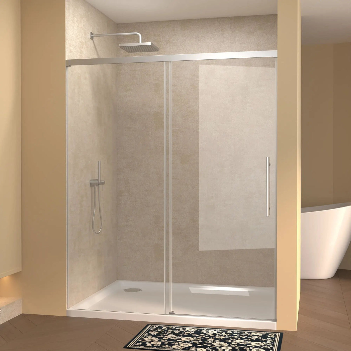 Frameless Single Sliding Shower Door With Handle by HouseOfZazla