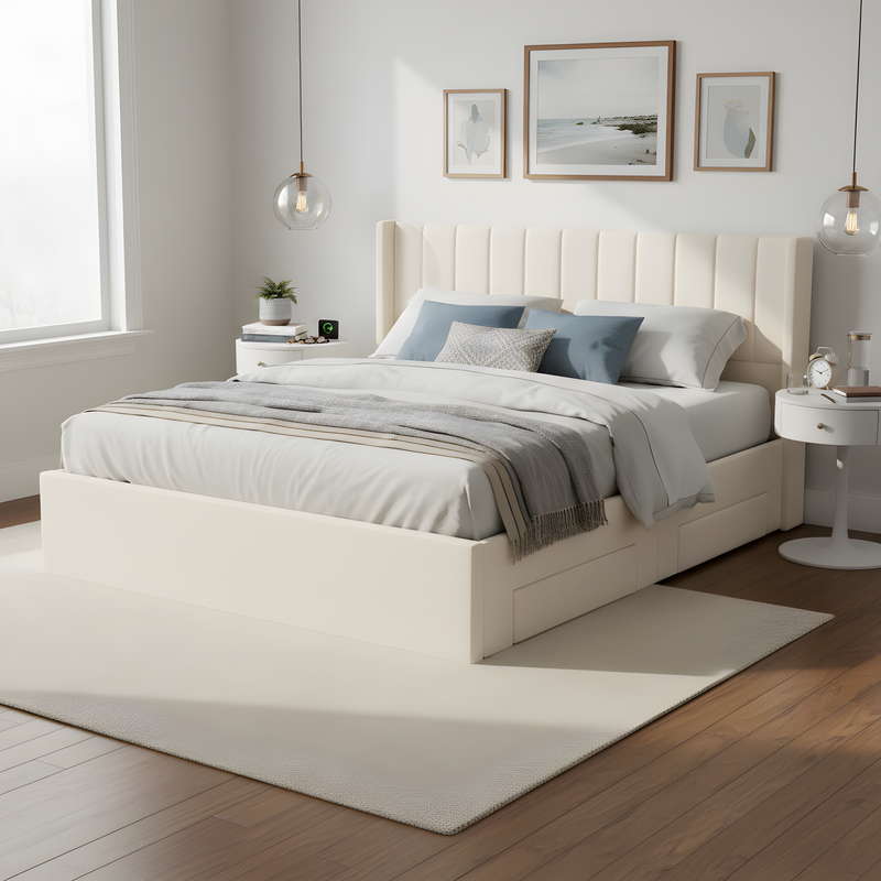 Large-Capacity Upholstered Storage Bed with Drawers by HouseOfZazla