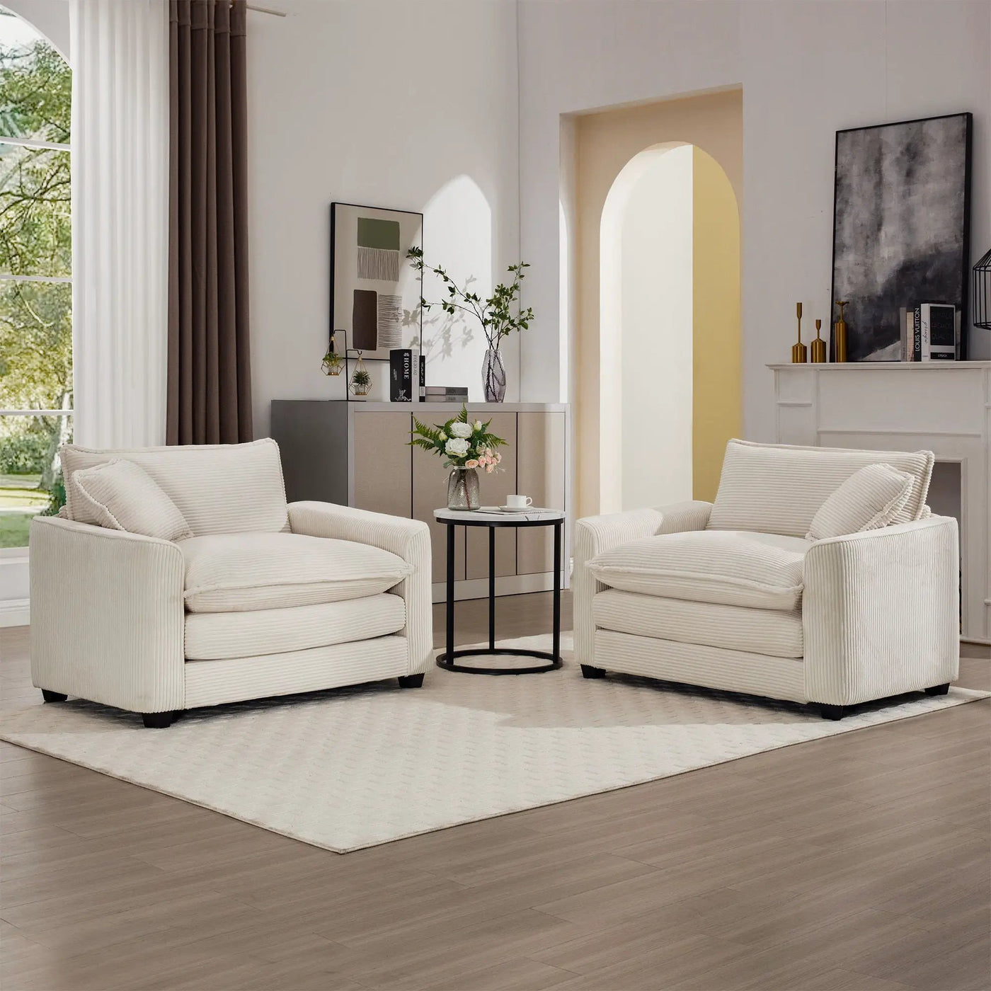 Modern Classic Fabric Single Chair Deep Seat Sofa With Pillow by HouseOfZazla