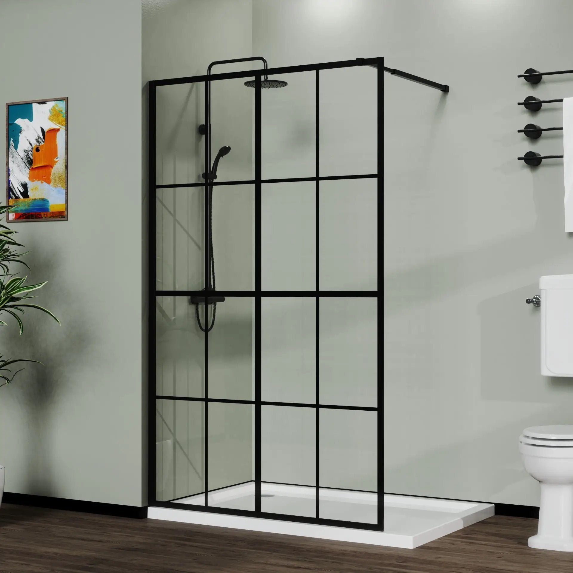 Shower Screen Walk In Wet Room - Black by HouseOfZazla