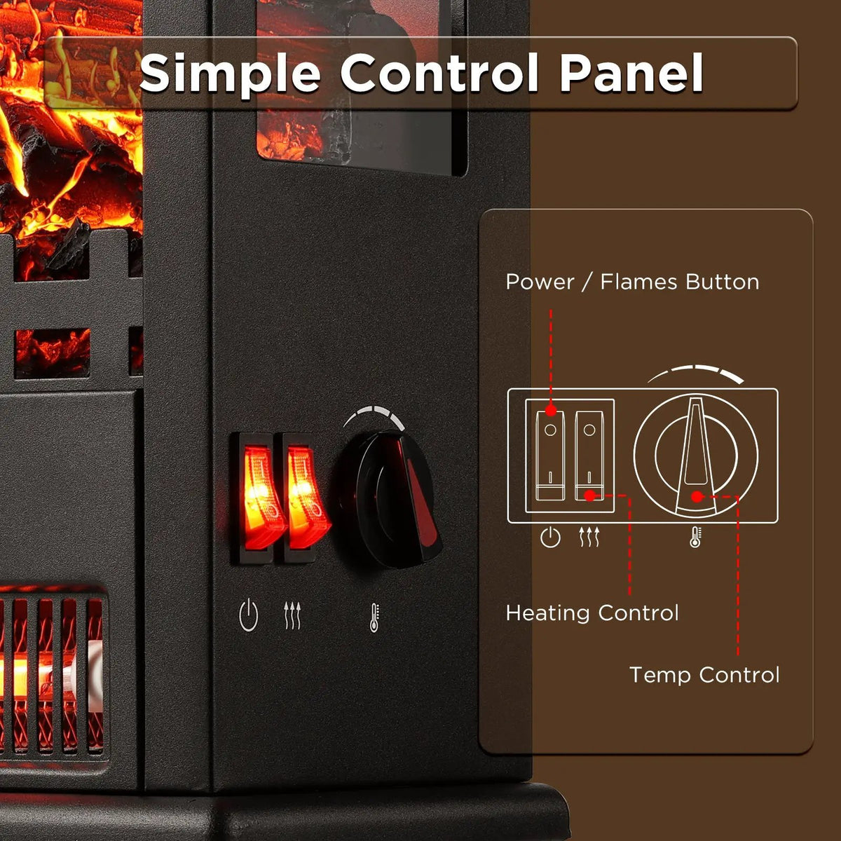 (Open Box) Suburbs TS17Q Electric Fireplace Stove Heater by TURBRO