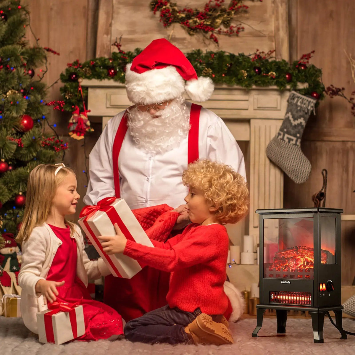 (Open Box) Suburbs TS17Q Electric Fireplace Stove Heater by TURBRO