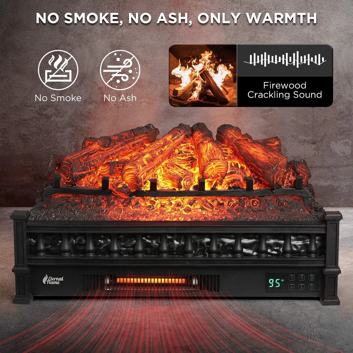 Eternal Flame EF26-PB Smart Electric Fireplace Logs, WiFi Enabled by TURBRO