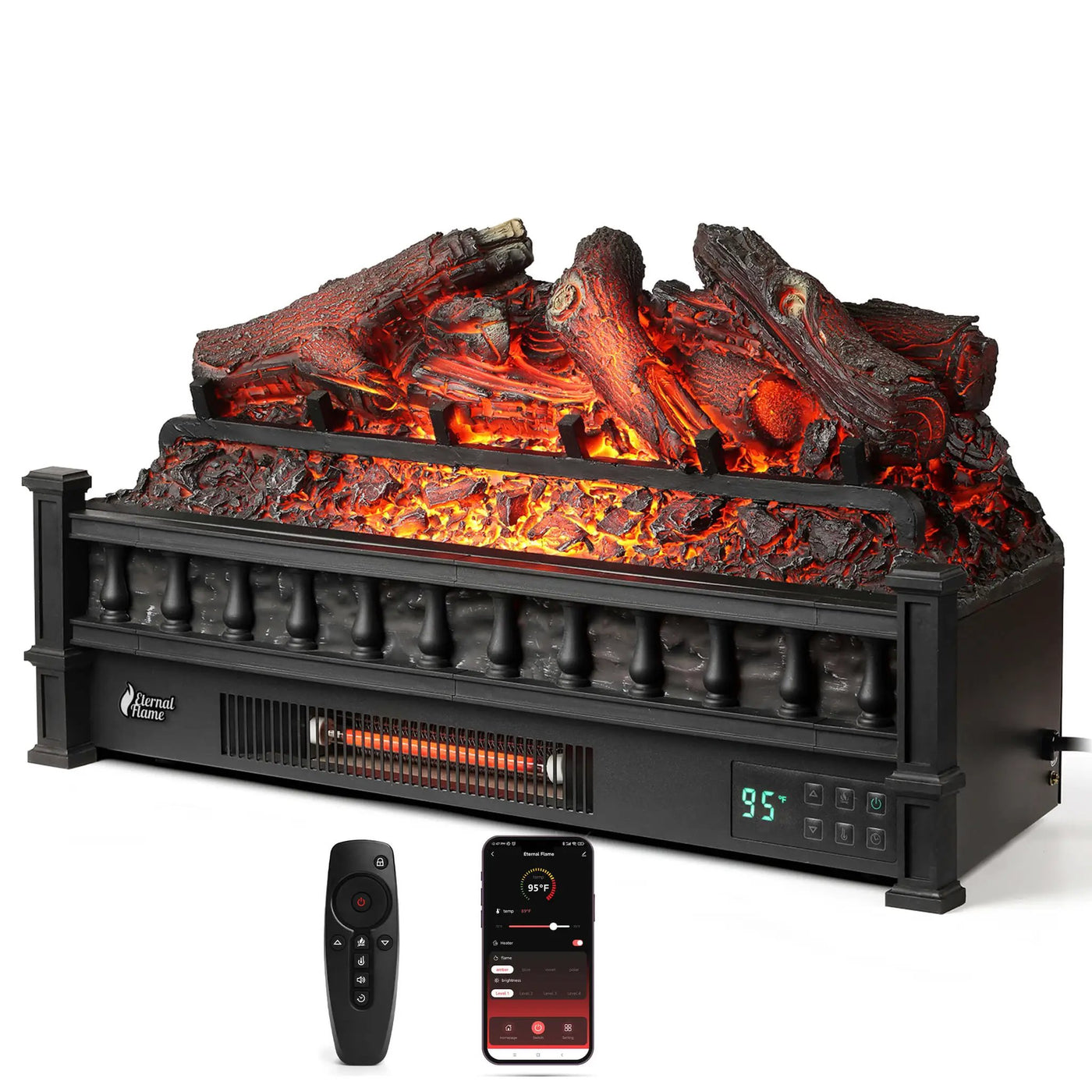 Eternal Flame EF26-LG Smart Electric Fireplace Logs, WiFi Enabled by TURBRO