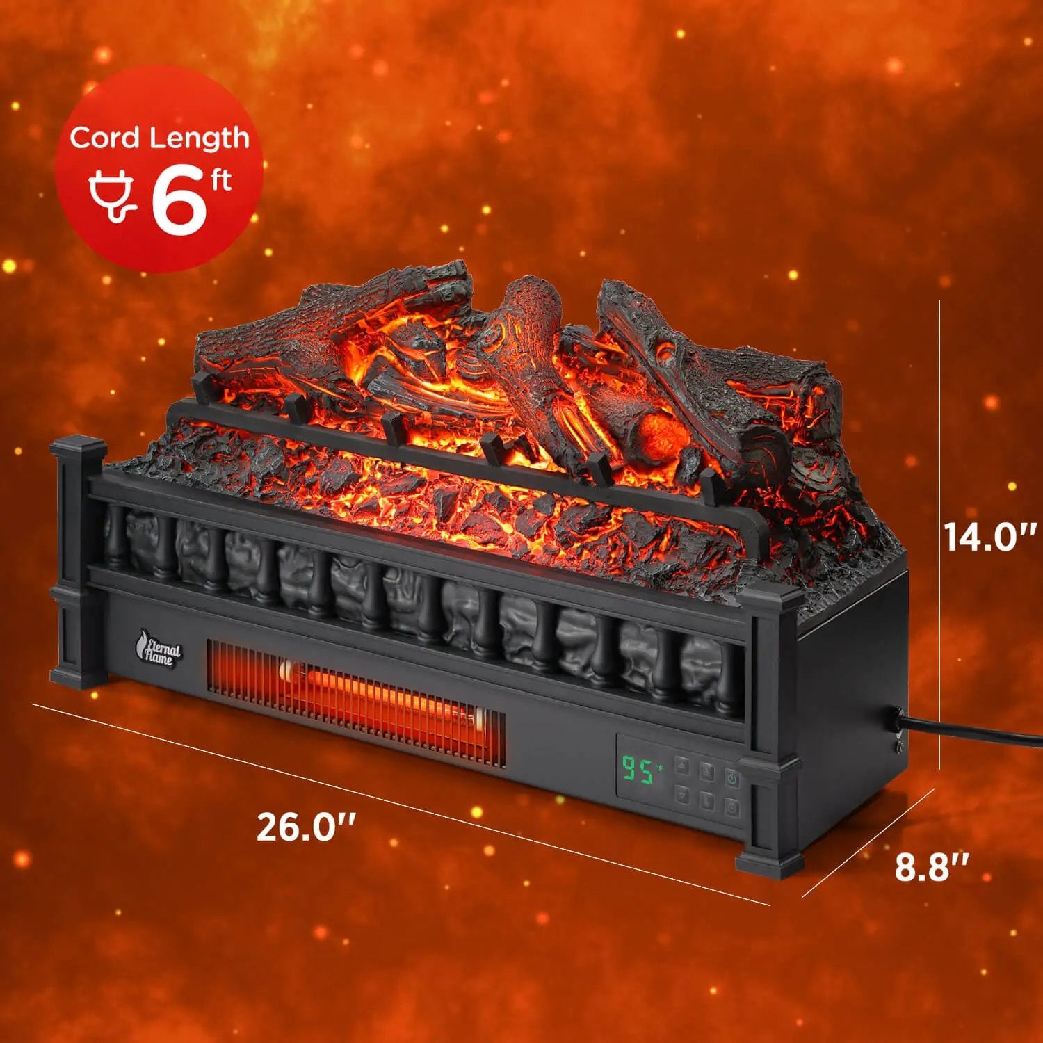 Eternal Flame EF26-LG Electric Fireplace Logs by TURBRO