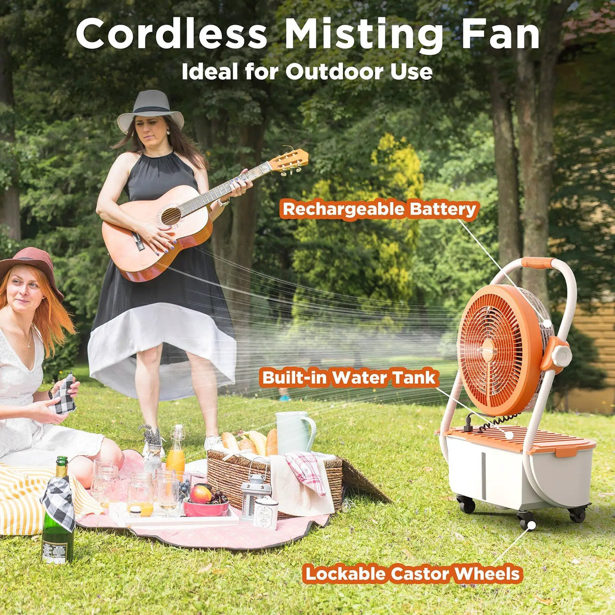 (Open Box) AirSupply MS12 Portable Mist Fan, 19,200mAh Battery & 2.9-Gallon Tank by TURBRO