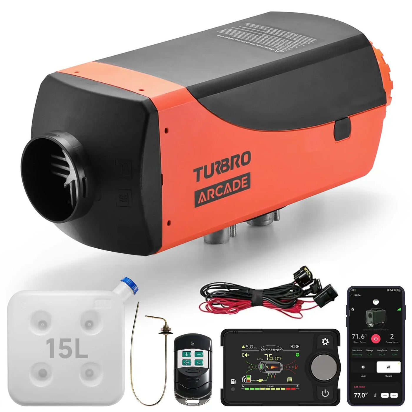 Arcade S8BP Diesel Heater, 8kW Dual Voltage, 4 Gal Large Tank by TURBRO
