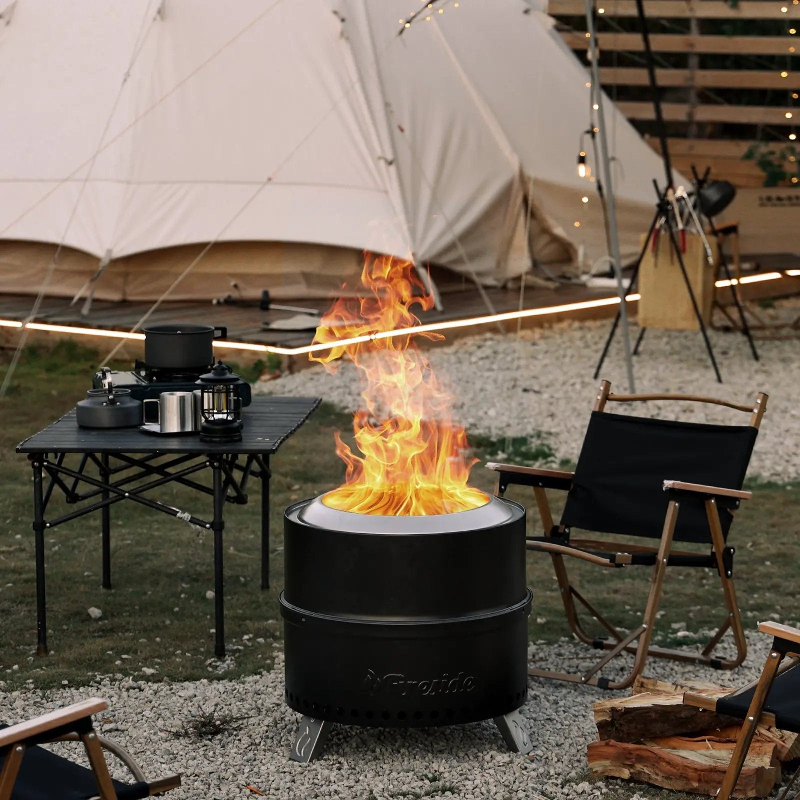 Pluto R19-PG Smokeless Outdoor Fire Pit - Painted Black by TURBRO