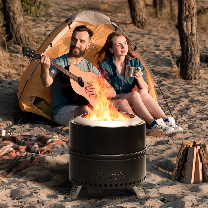 Pluto R19-PG Smokeless Outdoor Fire Pit - Painted Black by TURBRO