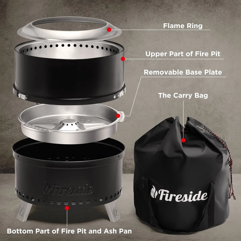 Pluto R19-PG Smokeless Outdoor Fire Pit - Painted Black by TURBRO
