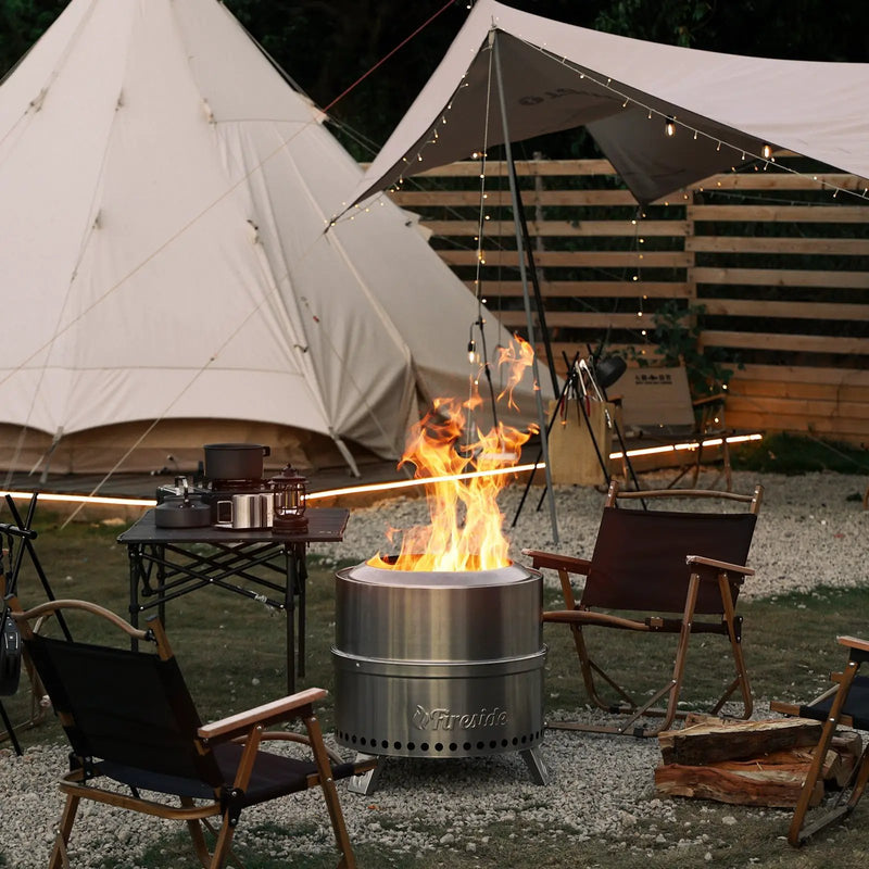 Pluto R19-SS Smokeless Outdoor Fire Pit - Stainless Steel by TURBRO