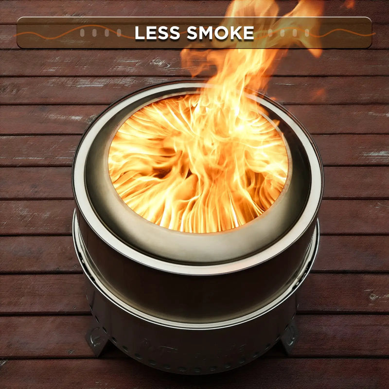 Pluto R19-SS Smokeless Outdoor Fire Pit - Stainless Steel by TURBRO