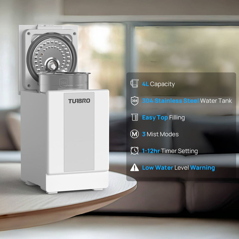 Greenland 4L Stainless Steel Steam Warm Mist Humidifier by TURBRO