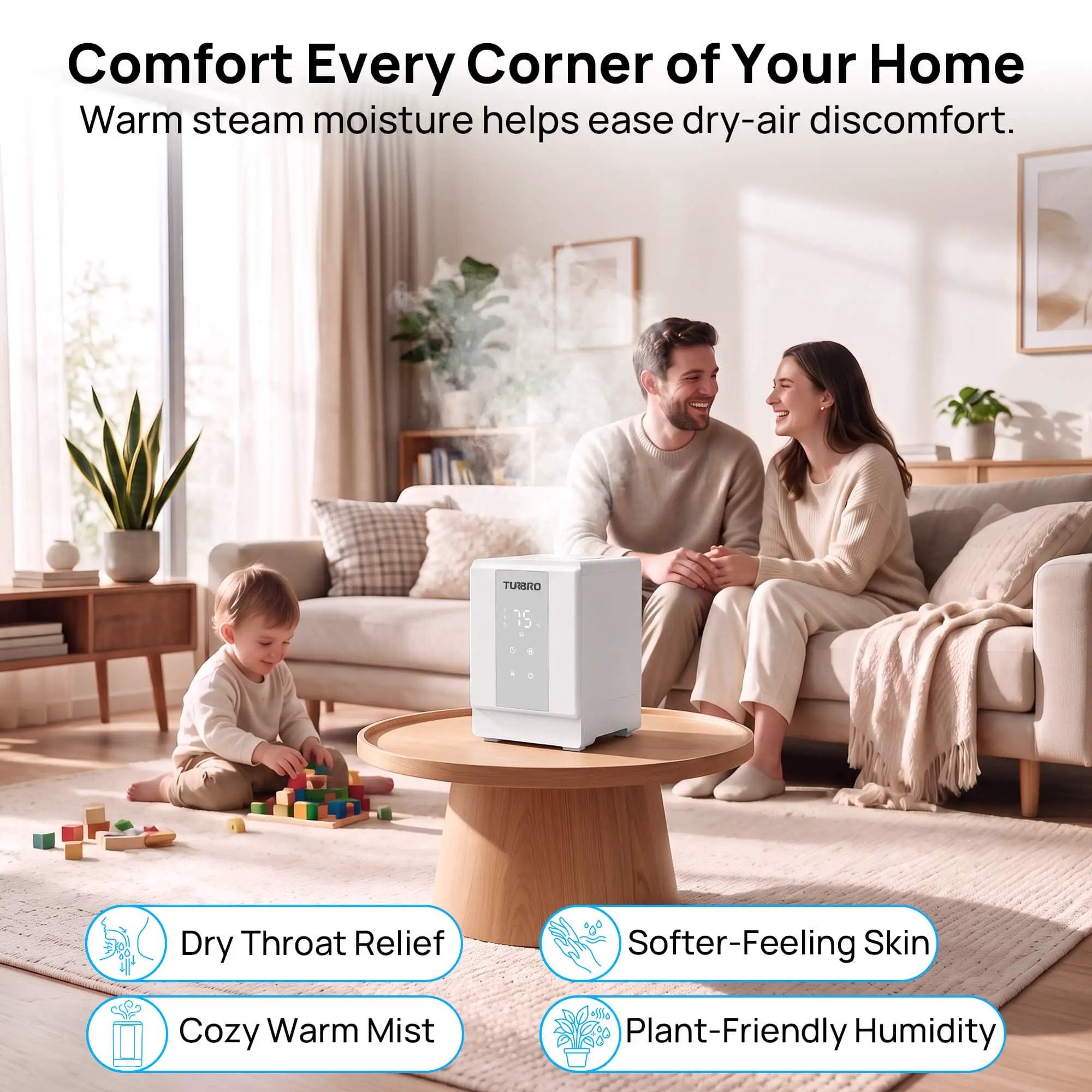 Greenland 4L Stainless Steel Steam Warm Mist Humidifier by TURBRO