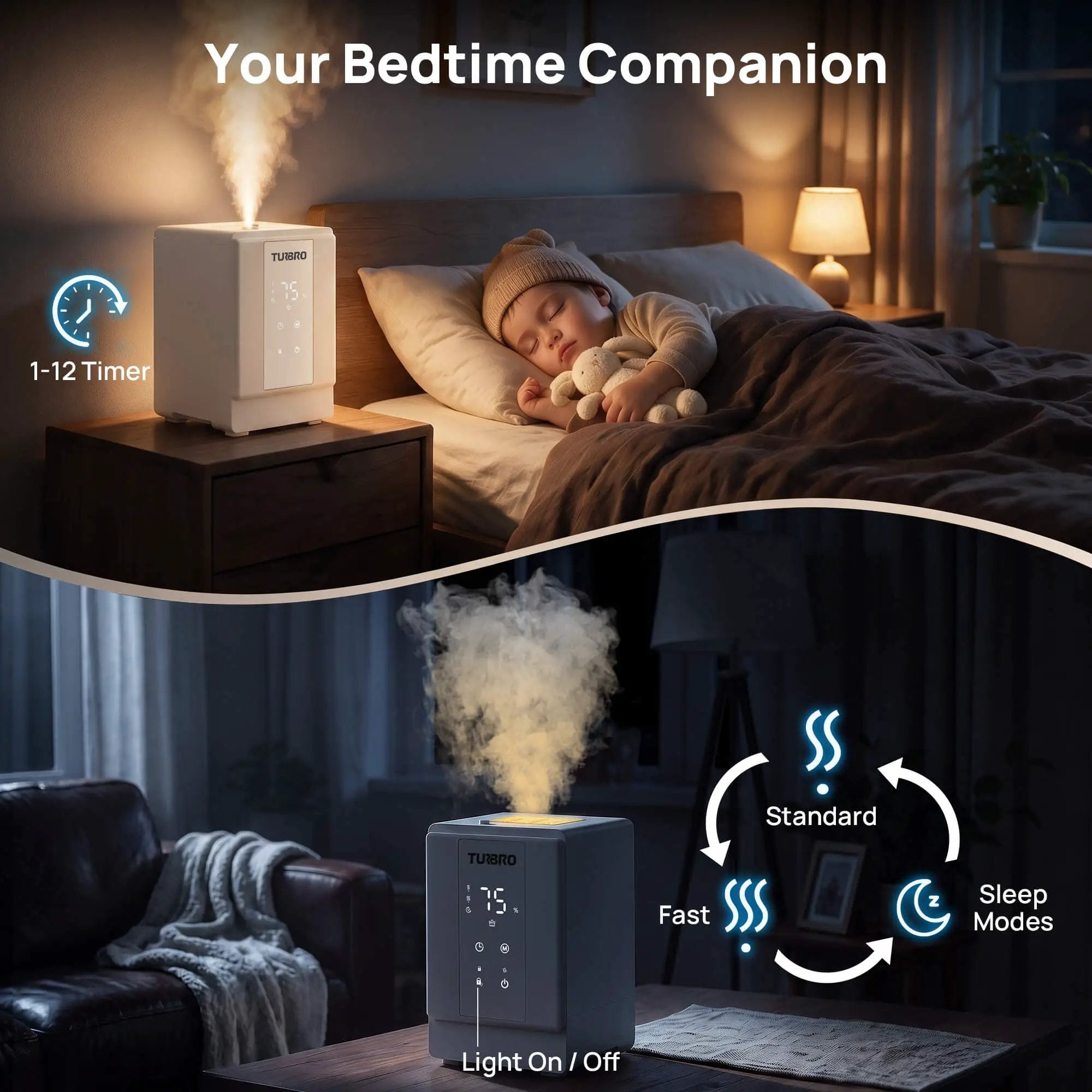 Greenland 4L Stainless Steel Steam Warm Mist Humidifier by TURBRO