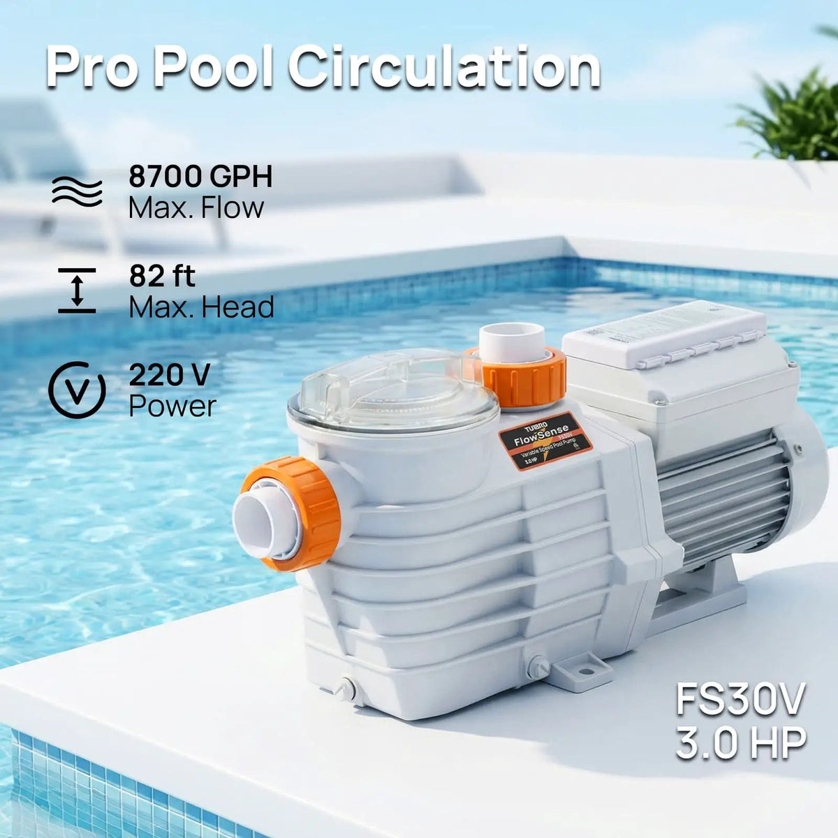 FlowSense Variable Speed Pool Pump, In/Above-Ground by TURBRO