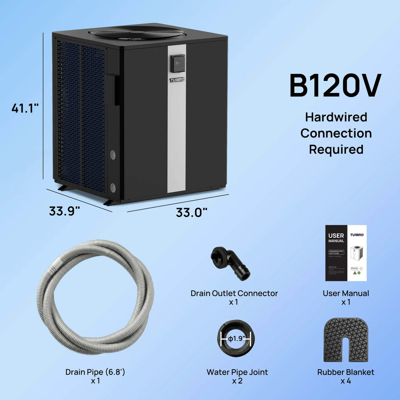 Beluga Inverter Top Discharge Pool Heat Pump, 120K/160K BTU by TURBRO