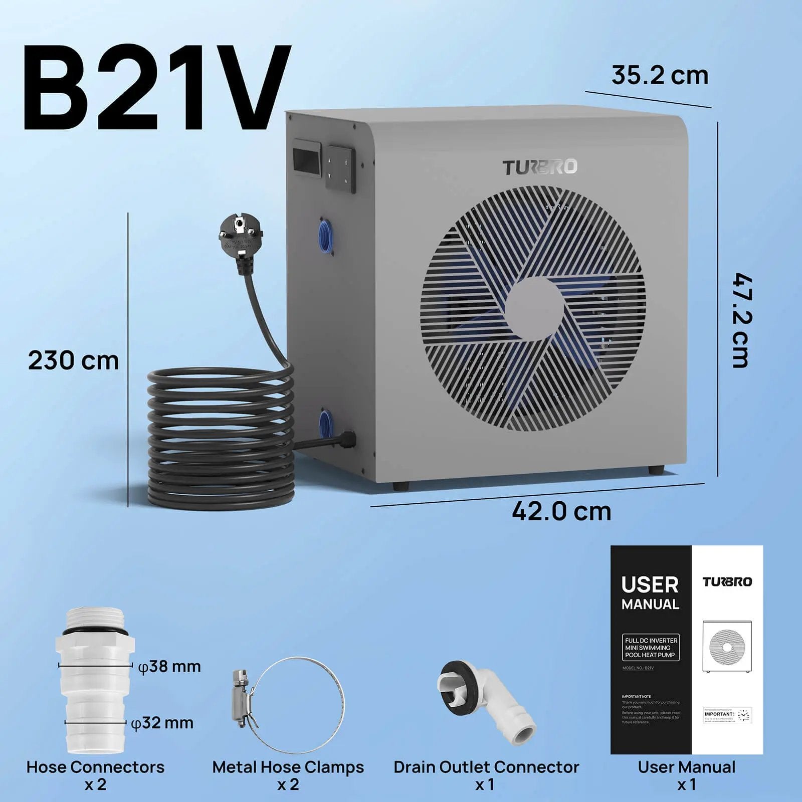 Beluga Inverter Pool Heat Pump - European version by TURBRO