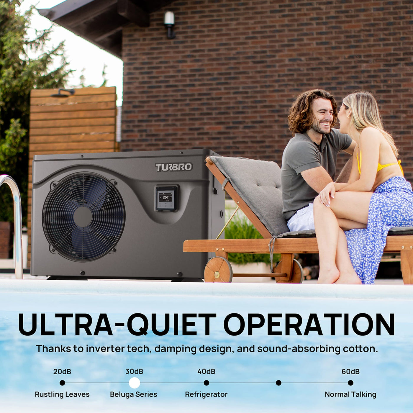 Beluga Inverter Pool Heat Pump, 50K/75K BTU by TURBRO