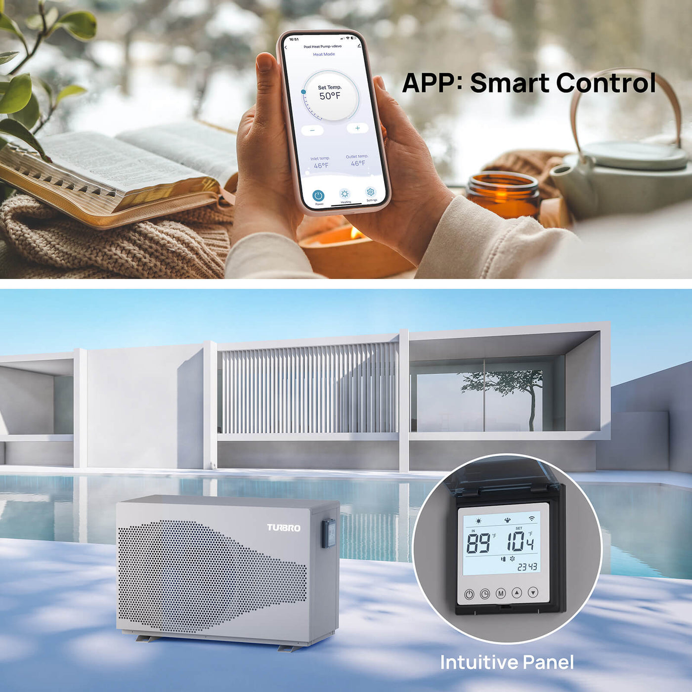 Beluga Inverter Pool Heat Pump, 33K/58K/100K BTU by TURBRO