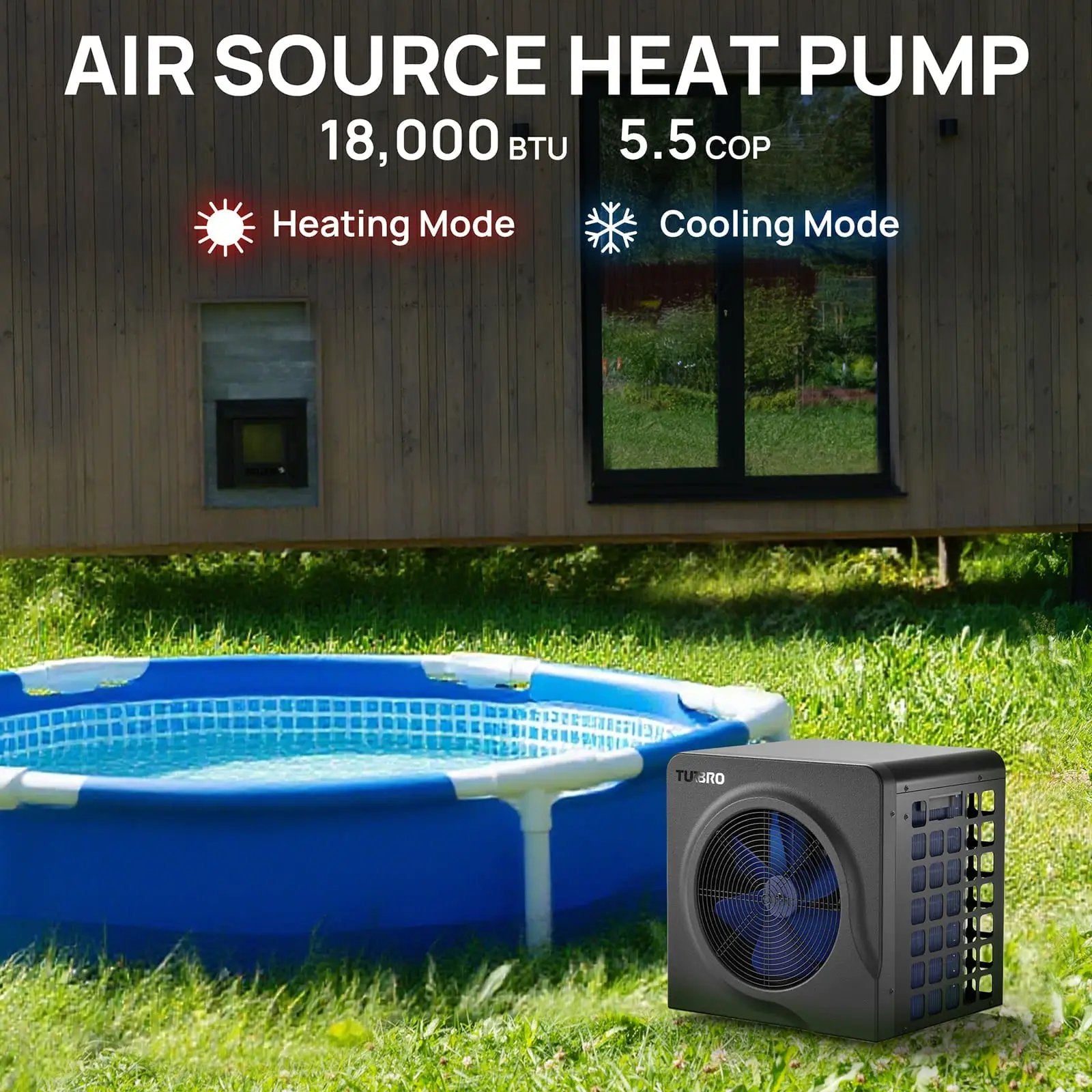 (Open Box) Manatee M18 Swimming Pool Heat Pump by TURBRO