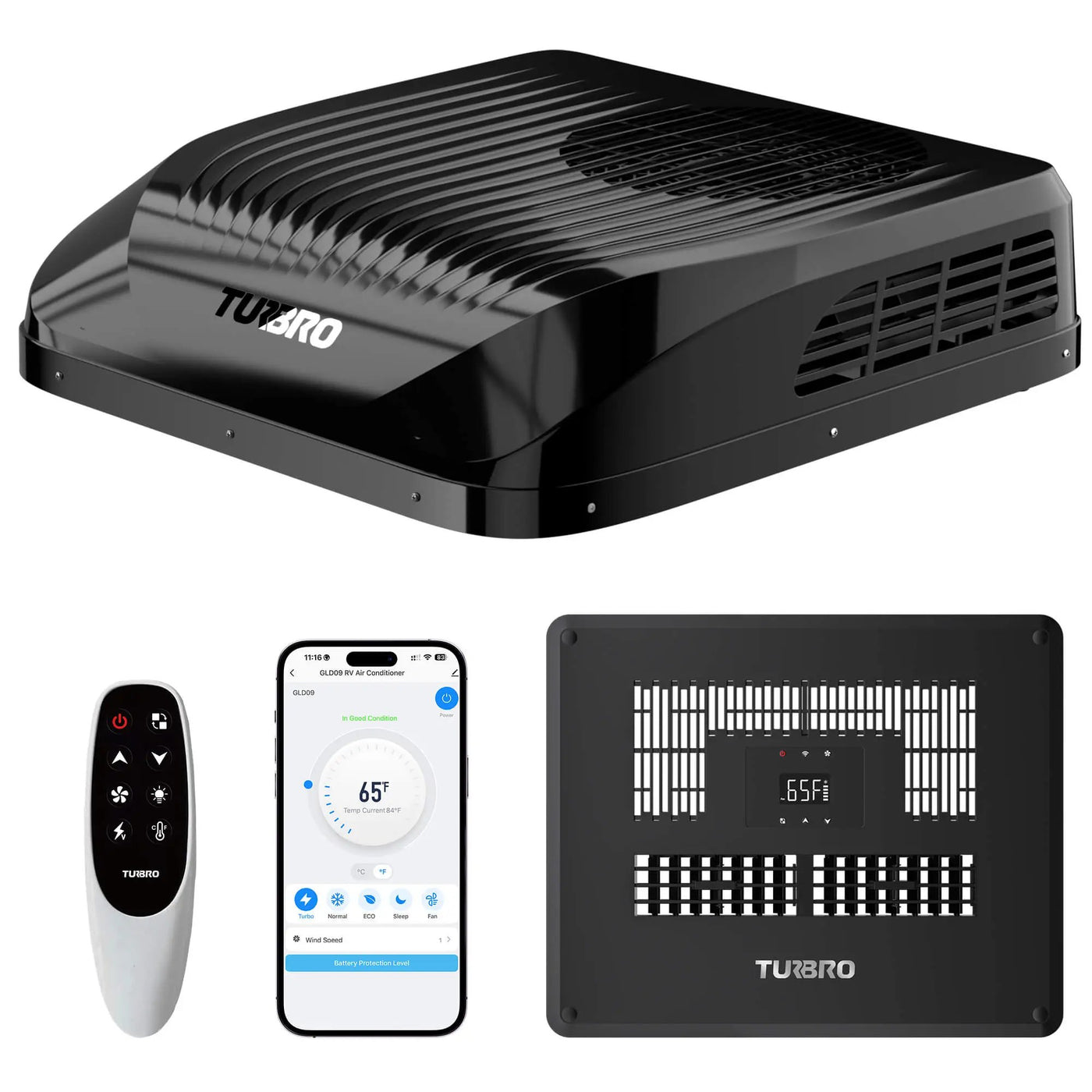 Greenland 9,000 BTU 12V DC Inverter Rooftop RV Air Conditioner by TURBRO