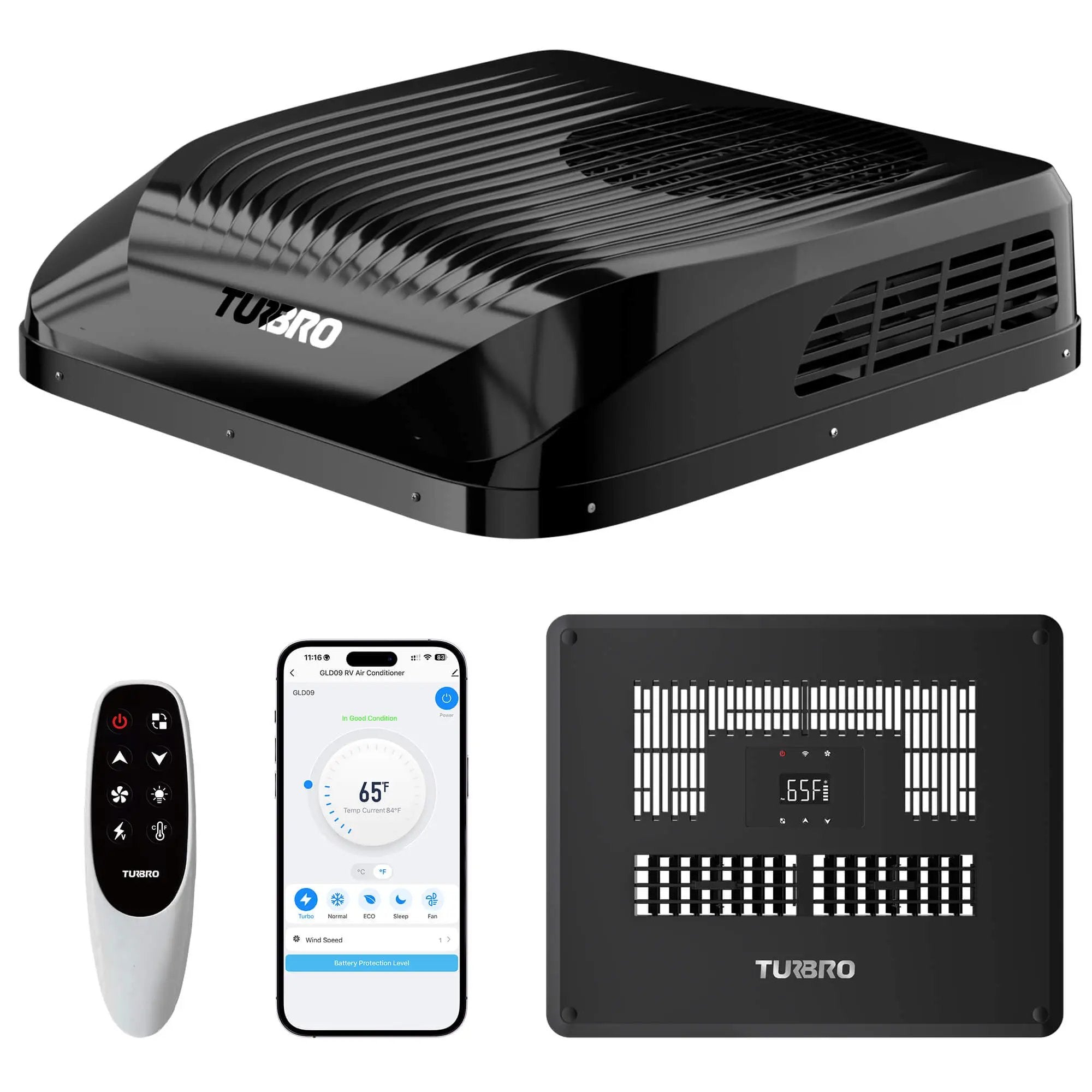 Greenland 9,000 BTU 12V DC Inverter Rooftop RV Air Conditioner by TURBRO