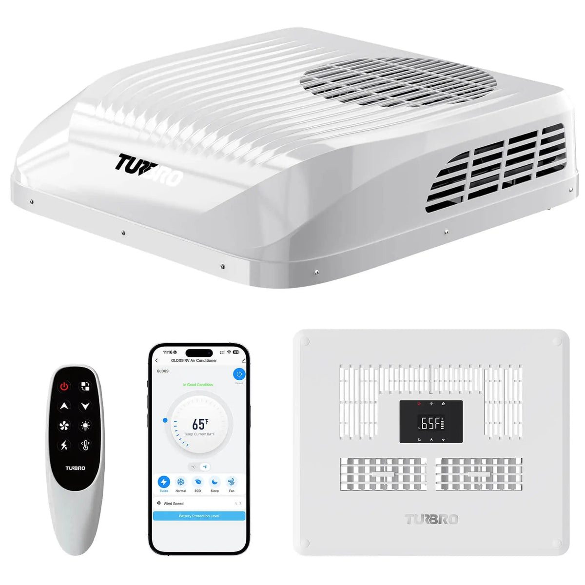 Greenland 9,000 BTU 12V DC Inverter Rooftop RV Air Conditioner by TURBRO