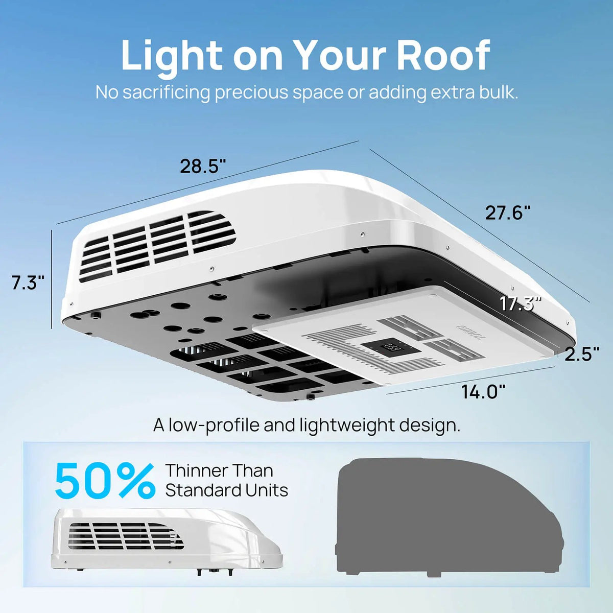 Greenland 9,000 BTU 12V DC Inverter Rooftop RV Air Conditioner by TURBRO