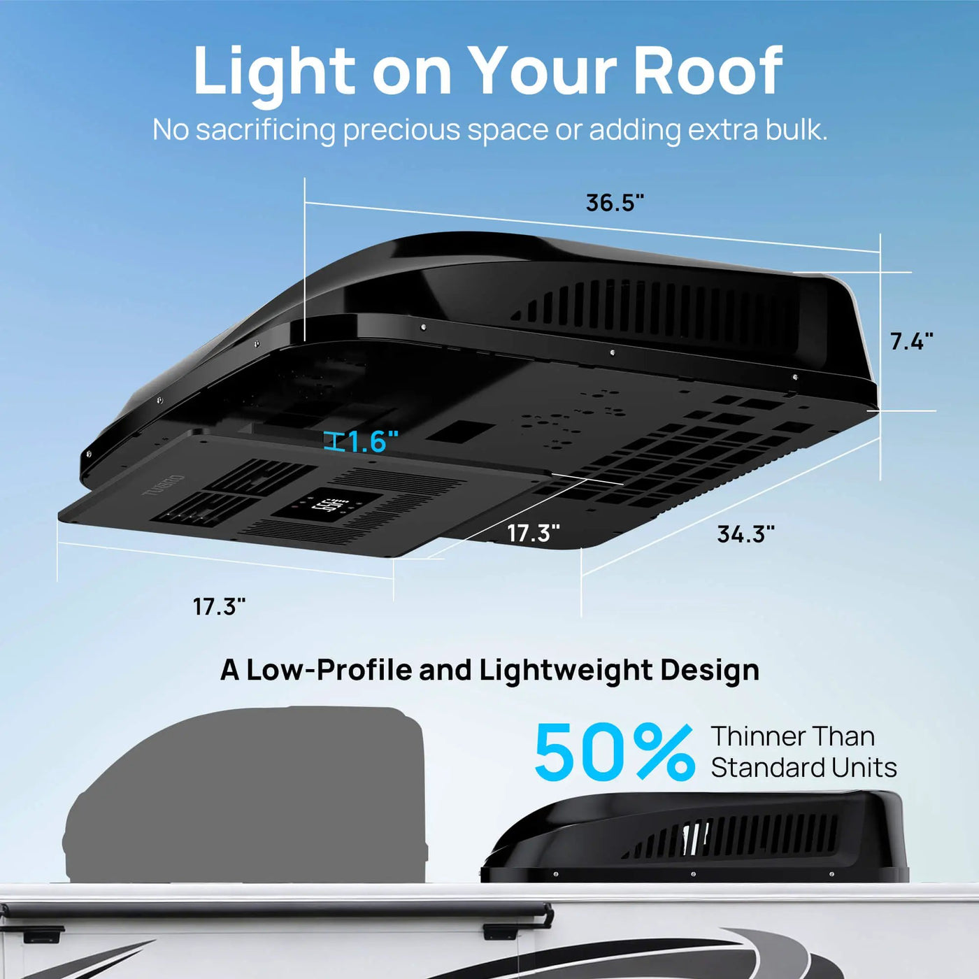 Greenland 12,000 BTU 12V DC Inverter Rooftop RV Air Conditioner by TURBRO