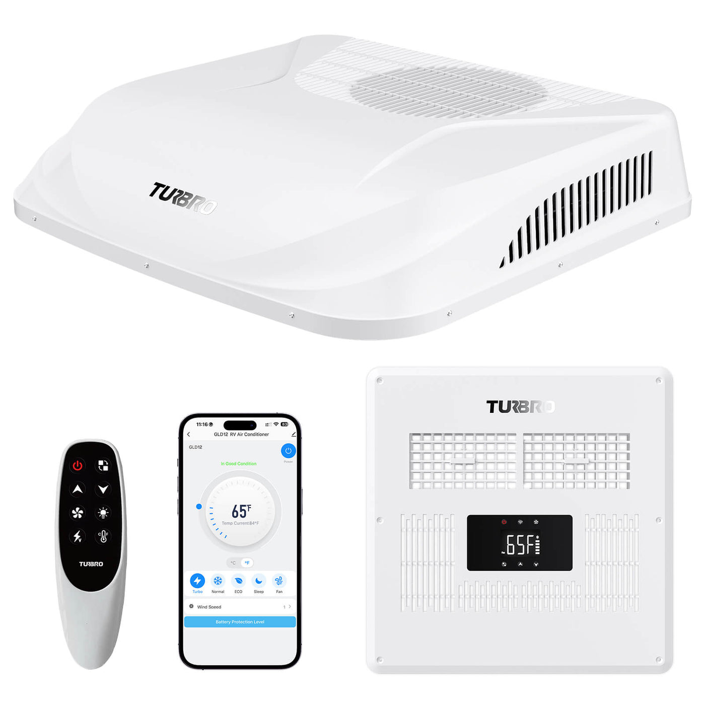 Greenland 12,000 BTU 12V DC Inverter Rooftop RV Air Conditioner by TURBRO