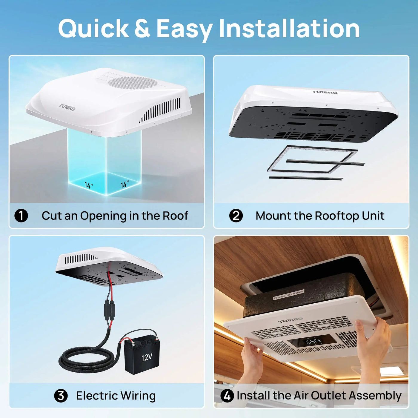 Greenland 12,000 BTU 12V DC Inverter Rooftop RV Air Conditioner by TURBRO