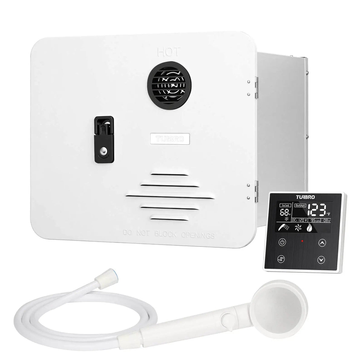 Rotorua 65K BTU RV Tankless Propane Water Heater with Door by TURBRO