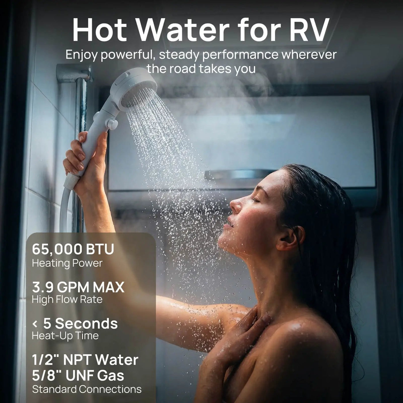 Rotorua 65K BTU RV Tankless Propane Water Heater with Door by TURBRO
