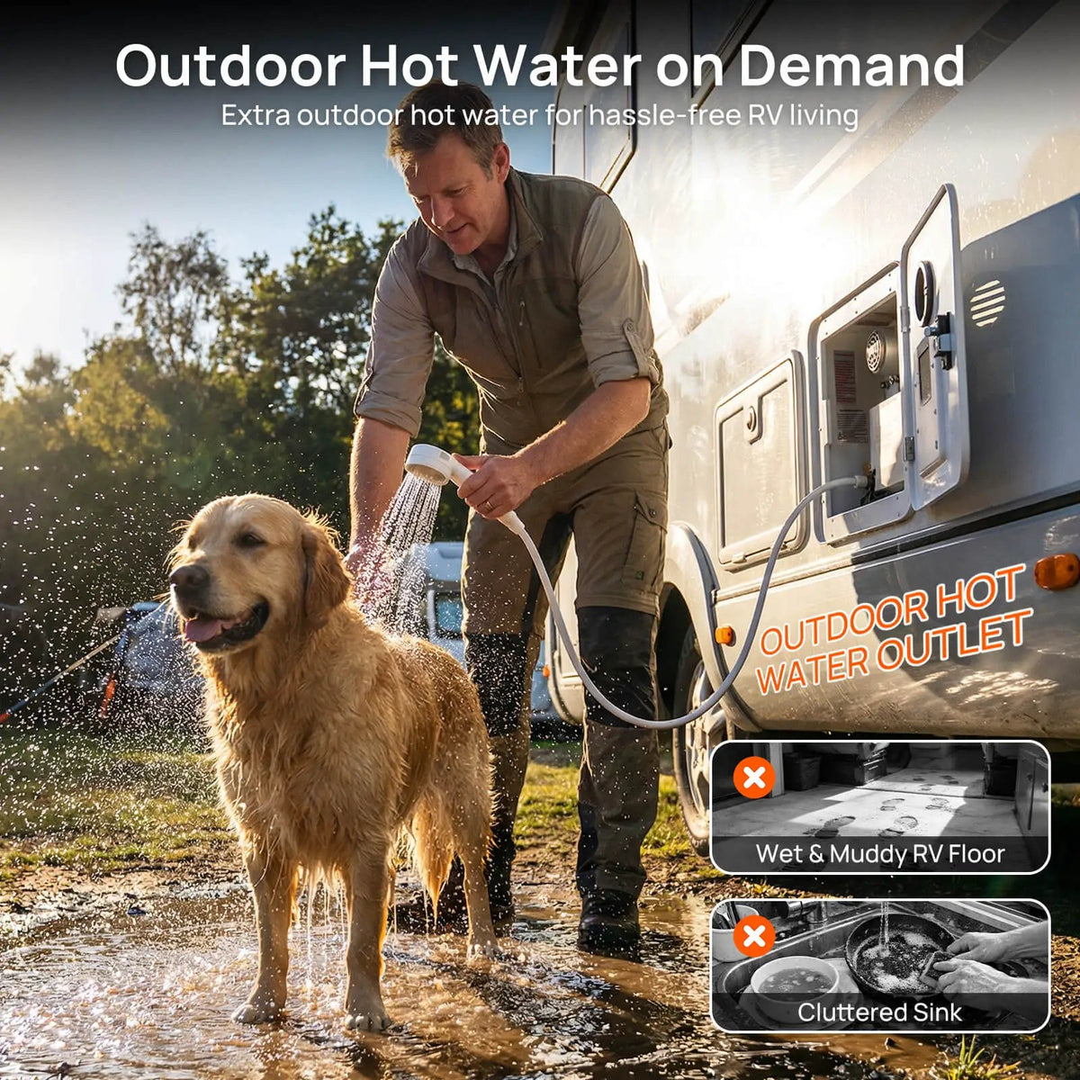 Rotorua 65K BTU RV Tankless Propane Water Heater with Door by TURBRO