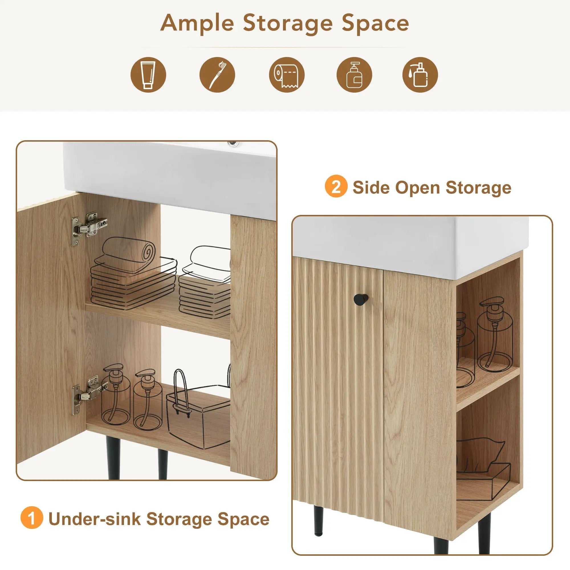 Bathroom Vanity, Combo Cabinet, Bathroom Storage Cabinet, Single Ceramic Sink by HouseOfZazla