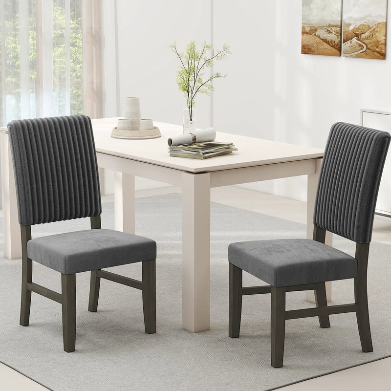 Dining Chair Set of 2 Mid-Century Modern Velvet Fabric Upholstered Chairs-Grey by DirectDeals