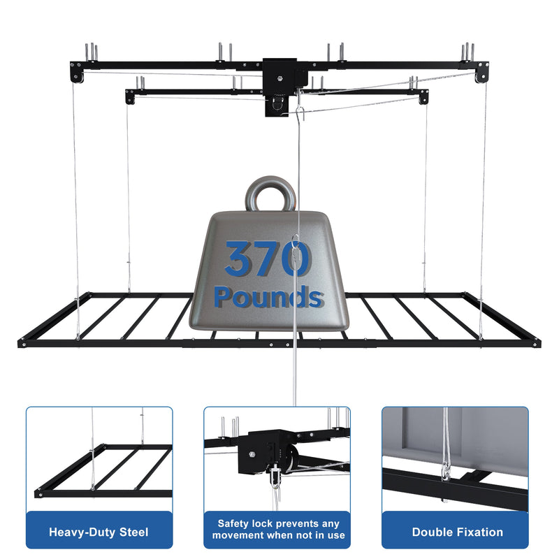 Black Overhead Garage Storage Rack 3x6 FT for High Ceilings by HouseOfZazla