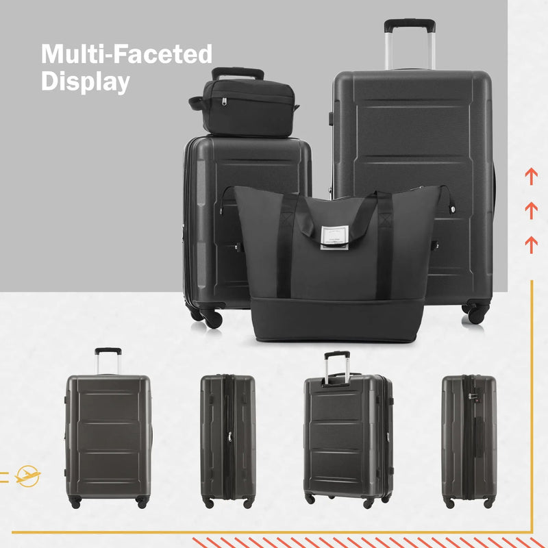 2 Piece Luggage Set With Bags Expanable Spinner Wheels ABS Lightweight Suitcase With Tsa Lock 20" / 28" by HouseOfZazla