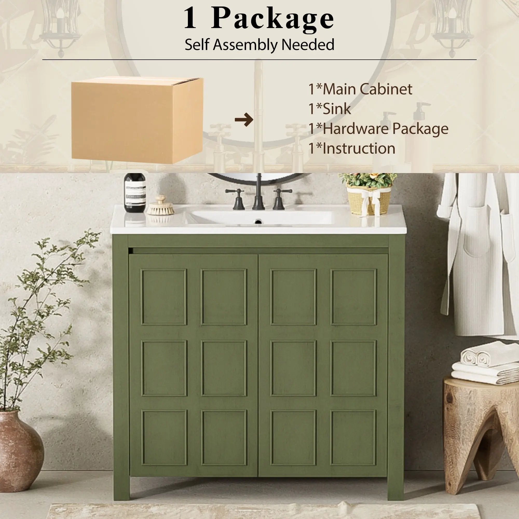 Bathroom Vanity Organizer With Sink, Combo Cabinet Set, Bathroom Storage Cabinet