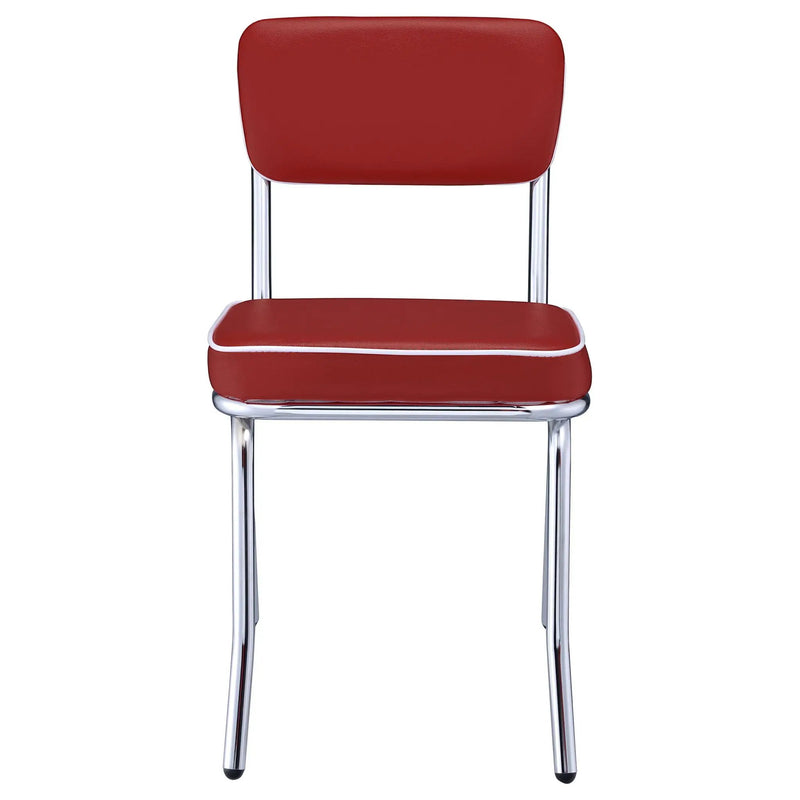 Retro Upholstered Dining Side Chair Red (Set of 2) by Unique Piece Furniture