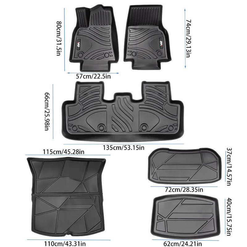 All-Weather TPE Floor Mats for Tesla Model Y 2021-2022 by HouseOfZazla