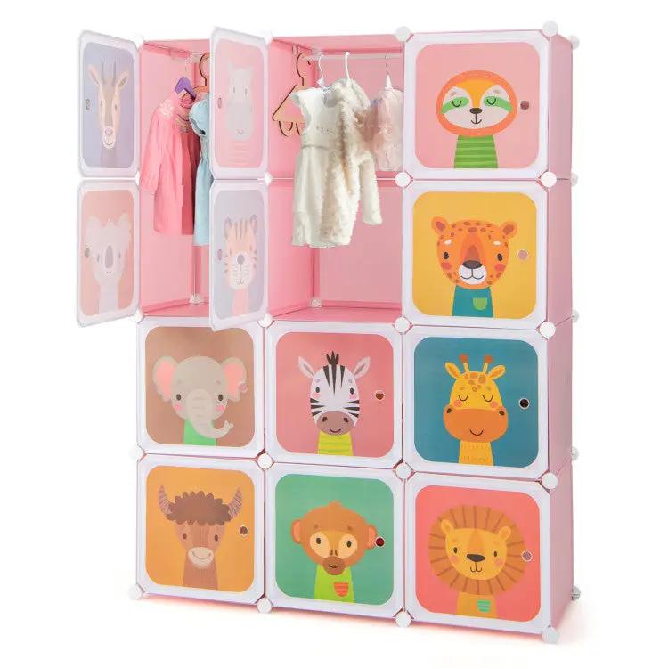 3 Pieces Kids' Room Bundle: Twin Bed Frame Wardrobe Closet Vanity Table and Stool Set by DirectDeals