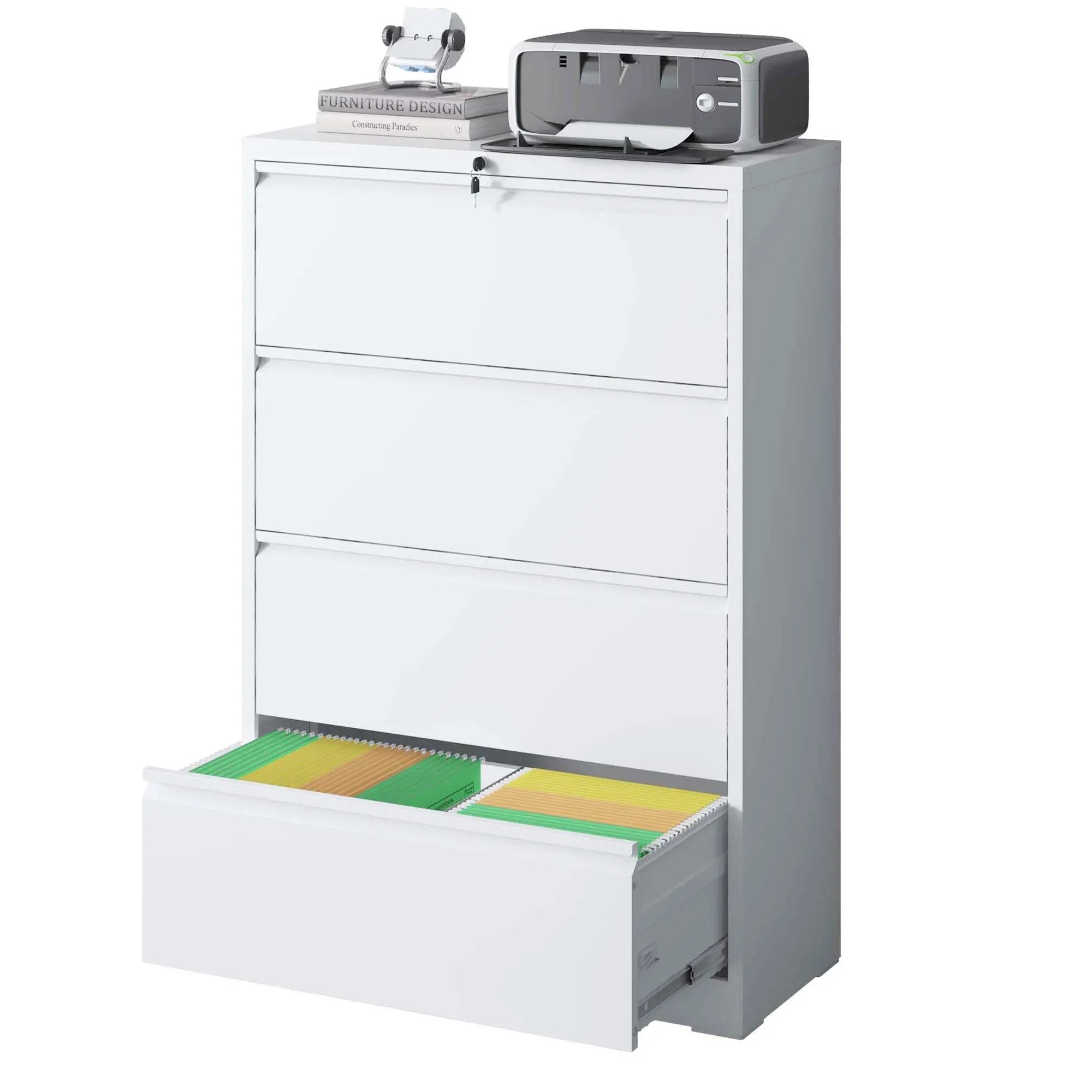 Premium Drawer Metal Lateral File Cabinet With Lock by Unique Piece Furniture