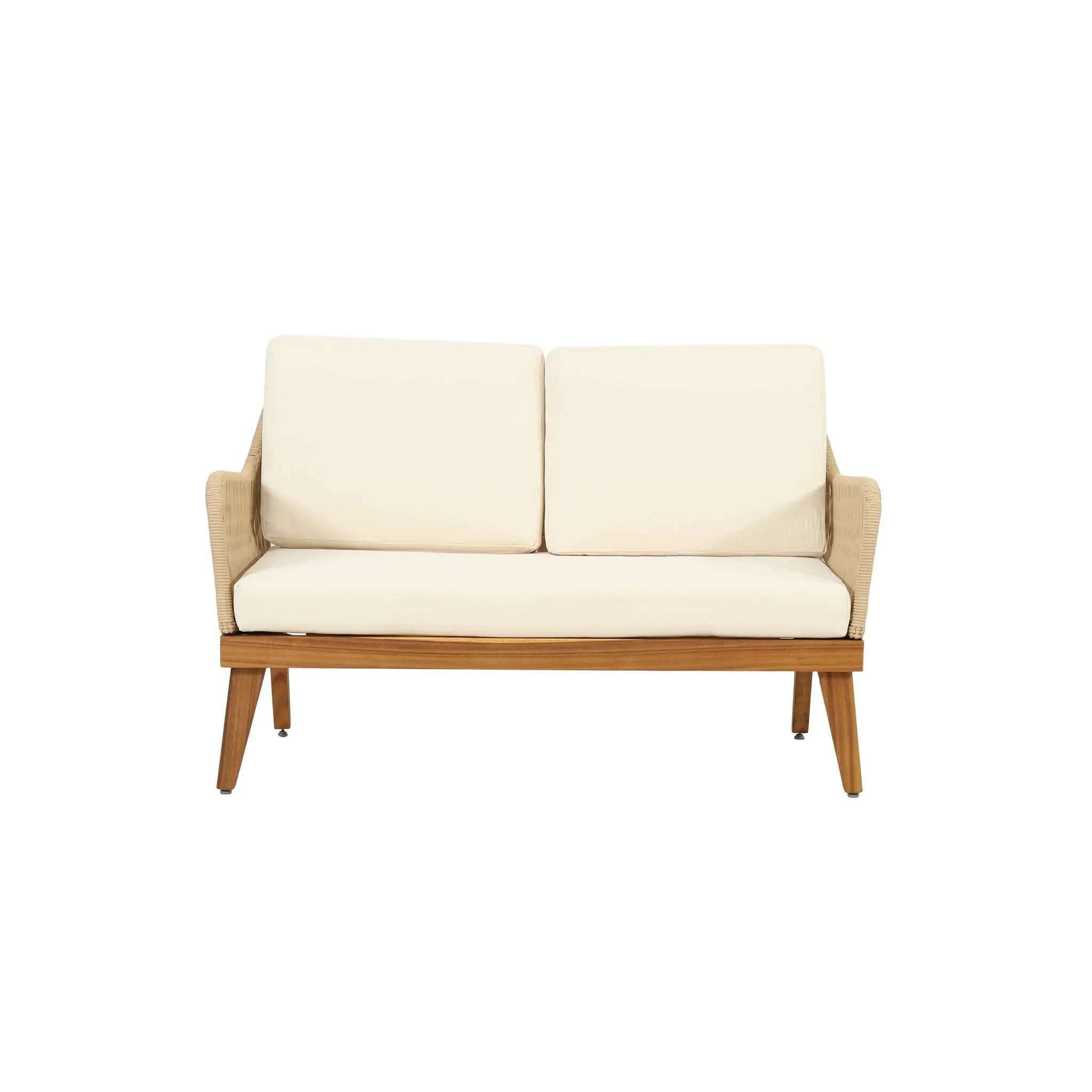 Hueber Outdoor And Rope 4 Seater Chat Set With Cushions - Teak by HouseOfZazla