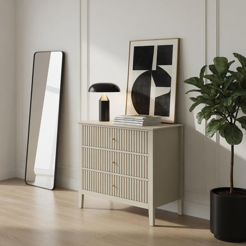 Fluted 3 Drawer Nightstand With Soft Close Slides by HouseOfZazla