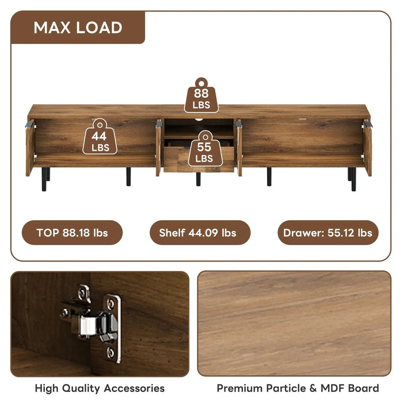 TV Stand, L Shaped Handle Entertainment Console With Storage - Natural by HouseOfZazla
