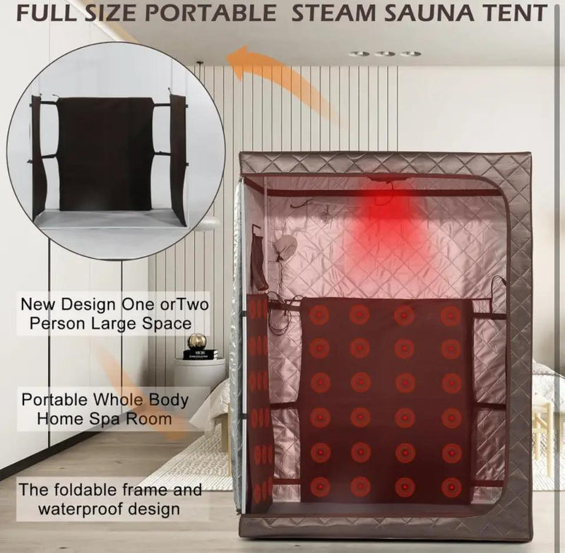 TaTalife Portable 1-2 Person Infrared Saunas for Home, Full Spectrum Infrared Sauna, Full Size Large Space Spa, 2 Portable Upgrade Chair, Oversize Full Body Home Sauna Spa for Relaxation & Detox by Selzalot