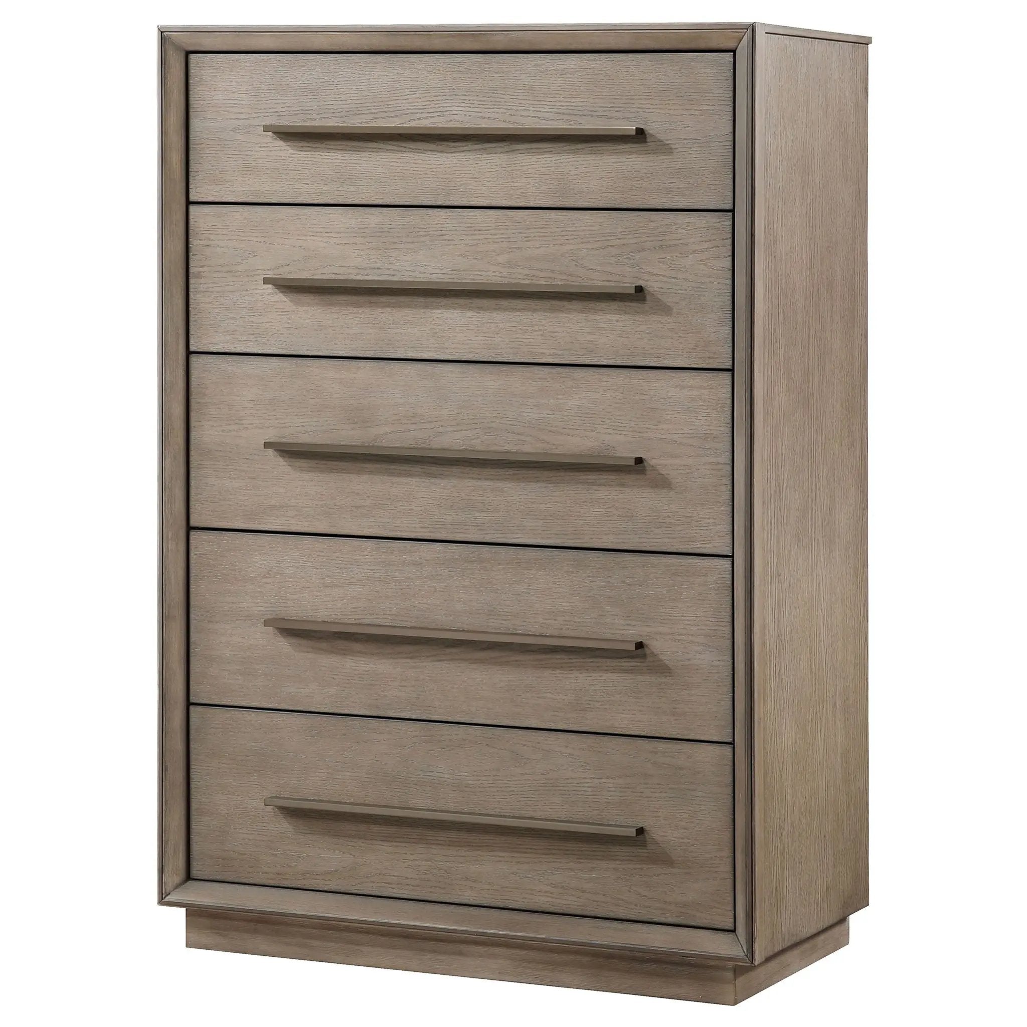 Prescott - 5 Drawer Bedroom Chest With Mitered Trim - Taupe by HouseOfZazla